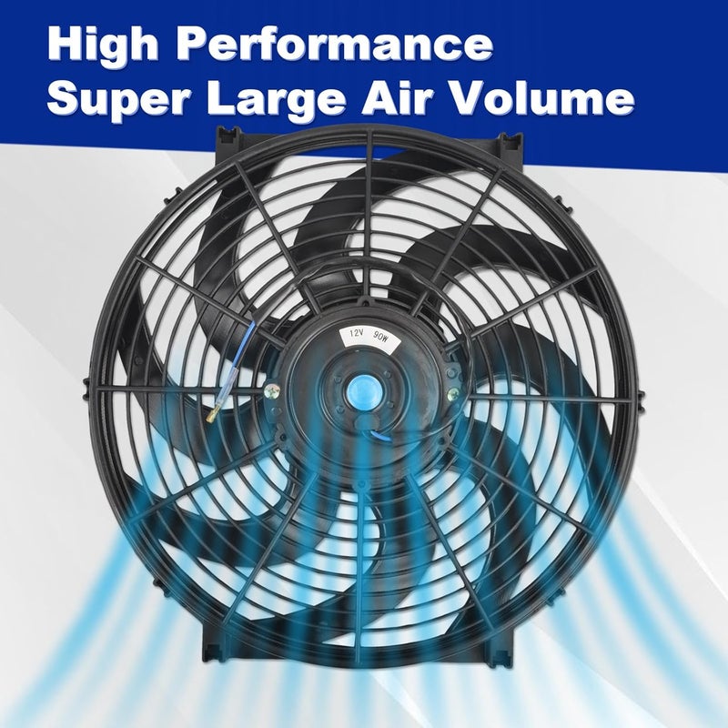 SSN 14 Inch Electric Radiator Cooling Fan Mount Kit, Push Pull Electric Radiator Universal Slim Fan with 12V 90W Mount Kit Black - Image 5